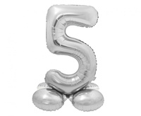 #BFC59 Balon foliowy Smart, Cyfra stojąca 5, srebrna, 72 cm KK