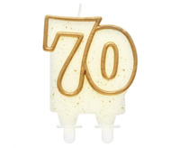 #SC2 Świeczka B&C cyferka "70", złoty kontur, 9 cm