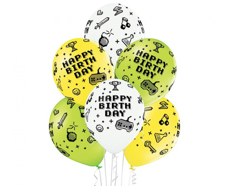 #BL Balony D11 Gamer Birthday PA Mix3 1C5S, 6 szt.