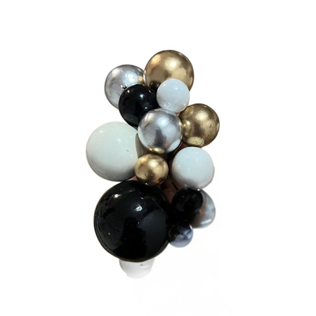 Toppery na tort kule na piku ZŁOTO SREBRNO BIAŁO CZARNE 