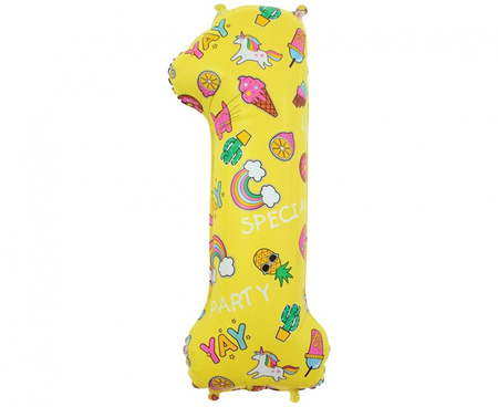 #BFC14 Balon foliowy Cyfra 1, obrazki, 78 cm KK
