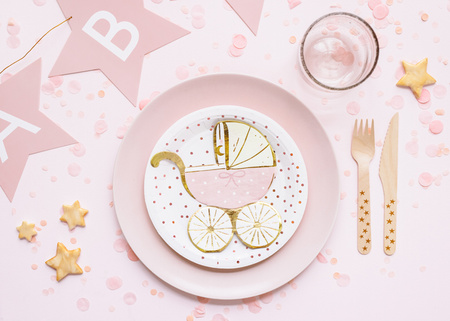 Baner Baby shower, 290x16.5 cm, złoty
