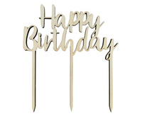 #DETO Dekoracja drewniana na tort Happy Birthday, 13x14 cm