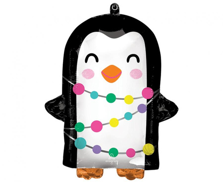 #BFK Balon foliowy Standard Shape "Świąteczny Pingwin", 38 cm x 45 cm, pakowany