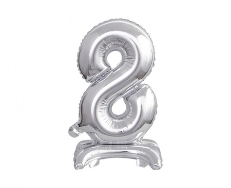 #BFC8 Balon foliowy B&C Cyfra stojąca 8, srebrna, 38 cm KK