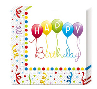 #ZSE Serwetki Happy Birthday Streamers, 33x33 cm, 20 szt.