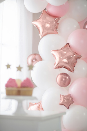 Balony Eco 33 cm, Cyfra '' 2 '', jasny złoty (1 op. / 6 szt.)