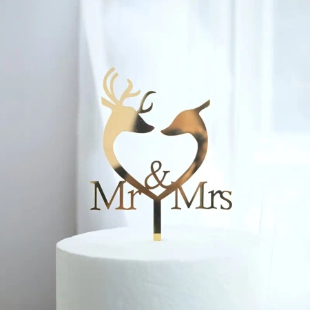 Akrylowy topper na tort weselny ślubny MR&MRS MŁODA PARA WZ.V
