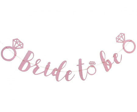 #DEGI Girlanda papierowa GoGirls Bride to Be, brokatowa różowa, 300 cm
