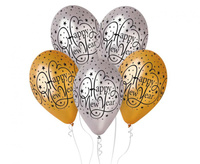 #BL Balony Premium "Happy New Year", złote i srebrne, 12"/ 25 szt. KK