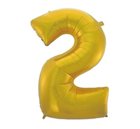 #BFC45 Balon foliowy B&C "Cyfra 2", złota, matowa, 92 cm KK