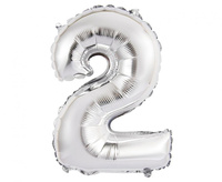 #BFC56 Balon foliowy "Cyfra 2", srebrna, 35 cm KK