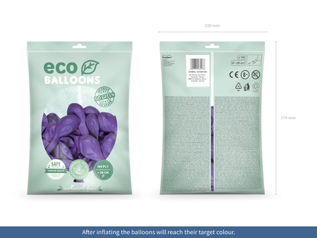 Balony Eco 26cm metalizowane, liliowy (1 op. / 100 szt.)