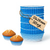Białe papilotki w niebieskie prążki do muffinek 55x28 mm 50 szt.