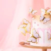 Topper na tort Motyle FIOLETOWO ZŁOTE 10 szt.