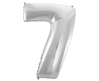 #BFC51 Balon foliowy B&C Cyfra 7, srebrna, 92 cm AA