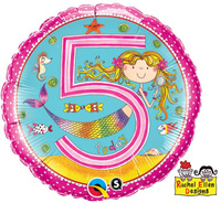 #BFK Balon foliowy 18" QL CIR "5 dla dziewczynki" ST ASORT KK