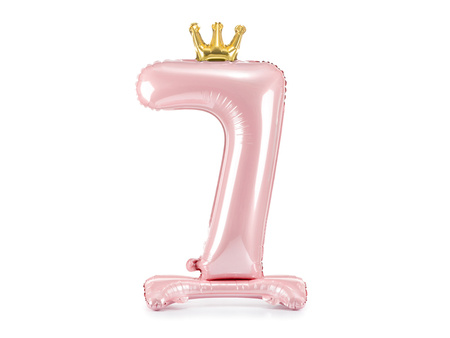 Stojący balon foliowy cyfra ''7'', 84 cm, jasny różowy