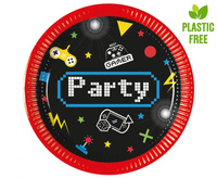 #ZTA Talerzyki papierowe Gaming Party, next generation, 20cm, 8 szt. (plastic-free) (papier FSC)