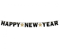 #DEGI Girlanda papierowa B&C Happy New Year - Złote gwiazdki, 180 cm