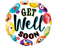 #BFK Balon foliowy 18" QL RND Get well soon smiley's KK