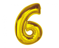 #BFC40 Balon foliowy Smart, cyfra 6, złota, 92 cm  KK