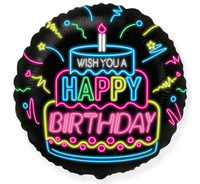 #BFK Balon foliowy 18 cali FX - Happy Birthday- NEON, pakowany
