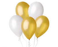 #BL Balony GM90 metal 10" - złote i perłowe/ 50 szt.