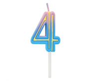 #SC22 Świeczka cyferka B&C Neon 4, 44x34x12mm, 1 szt.