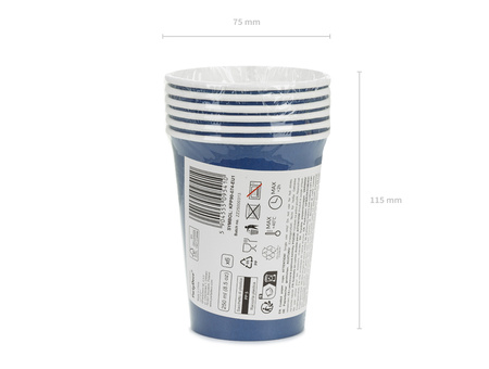 Kubeczki papierowe, granatowy, 250ml (1 op. / 6 szt.)
