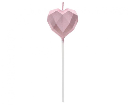 #SU Świeczka piker Serce Diament, różowo-złote, 10.5x3.5 cm KK