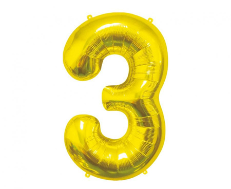 Balon foliowy B&C Cyfra 3, złota, 85 cm AA