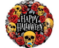 #BFK Balon foliowy 18" QL RND Happy Halloween, czaszki KK