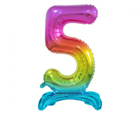 #BFC6 Balon foliowy B&C Cyfra stojąca 5, tęczowa, 74 cm AA