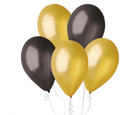 #BL Balony GM90 metal 10" - złote i czarne/ 50 szt.