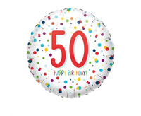 #BFK Balon foliowy 18 cali Confetti Bday 50, zapakowany