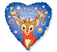 #BFK Balon foliowy 18" FX - Merry Christmas (renifer) KK, niepakowany