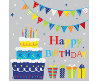 #ZSE Serwetki papierowe B'day Cake with Gifts and Garlands, 33 x 33 cm, 20 szt.
