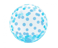 #BFK Balon Aqua 18" - kryształowy, niebieskie grochy, KK