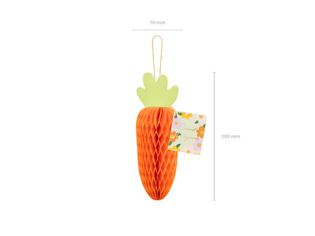 Dekoracja papierowa honeycomb Marchewka, pomarańczowy, 20 cm