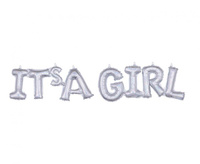#BFK Balon foliowy Napis "IT'S A GIRL", srebrny holograficzny, zapakowany