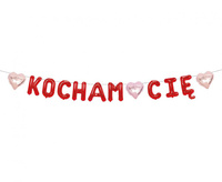#DEGI Girlanda papierowa "KOCHAM CIĘ", czerwona, 1,8 m.