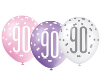 #BL Balon UQ 12" Glitz z nadr. 90, różowy miks, 6 szt.