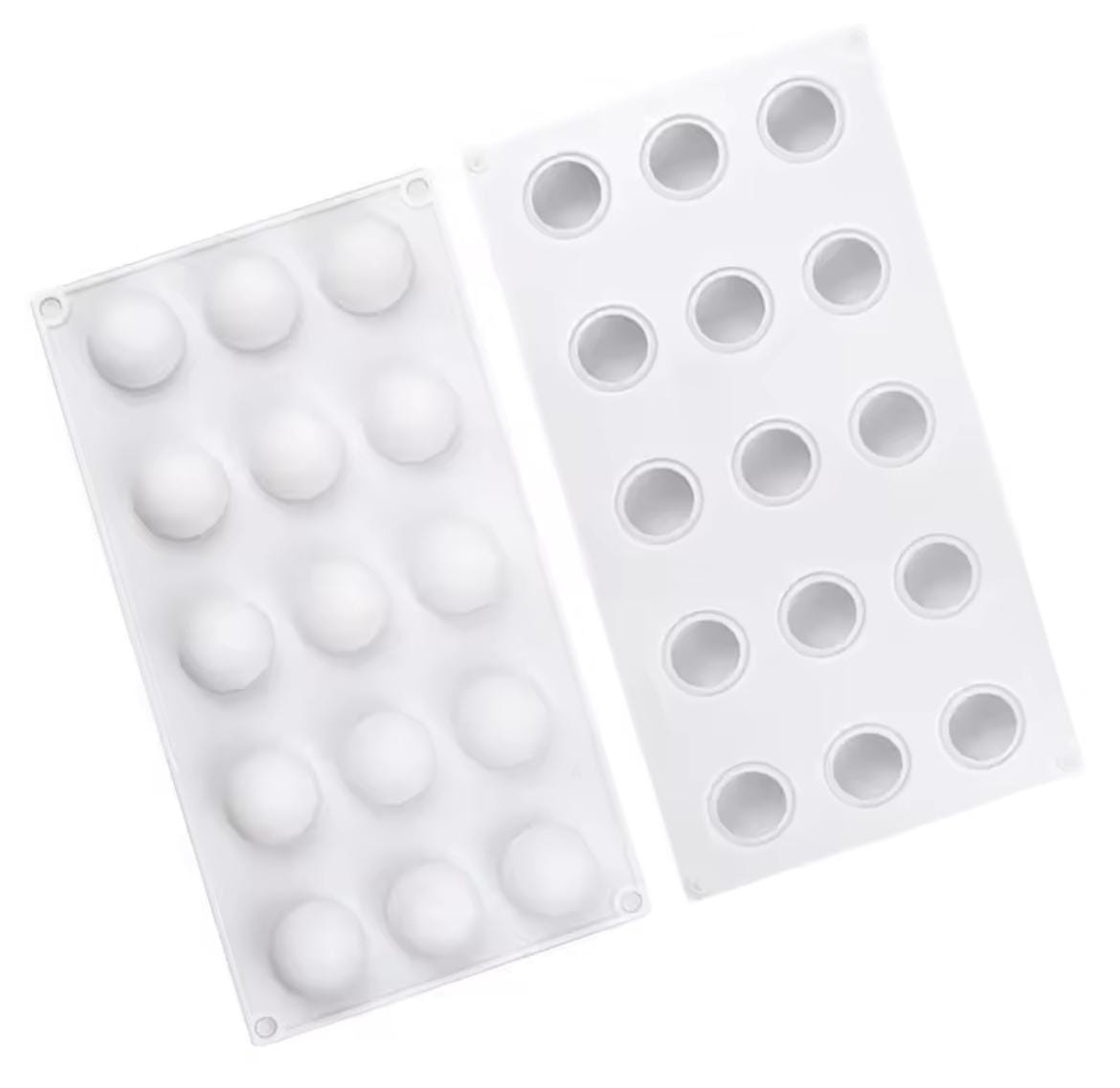 Zbliżenie na gniazda formy silikonowej KULE Ø 3,1 cm, struktura i rozmieszczenie zagłębień