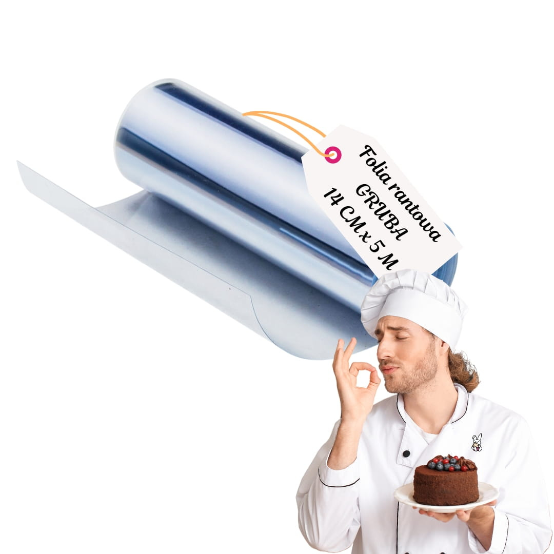 Gruba folia rantowa DR Ranty 14 cm x 5 m – rolka folii do tortów i deserów