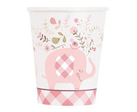 #ZKU Kubeczki papierowe Floral Elephant, różowe, 266 ml, 8 szt.(sup label) KK