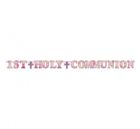 #DEGI Girlanda komunijna "1ST HOLY COMMUNION", różowa, 2.74 m / 1 szt. KK
