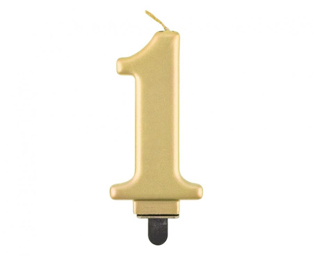 #SC11 Świeczka B&C cyferka 1, metalik złota, 8,0 cm