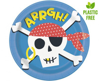#ZTA Talerzyki papierowe Ahoy Pirate, 23 cm, 8 szt. (plastic-free) KK