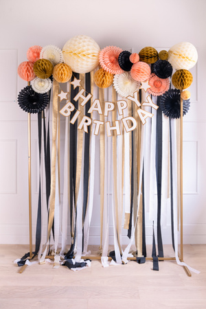 Baner papierowy Happy Birthday, mix, 100x18 cm